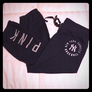 Navy PINK Yankees Crop Comfy Pants